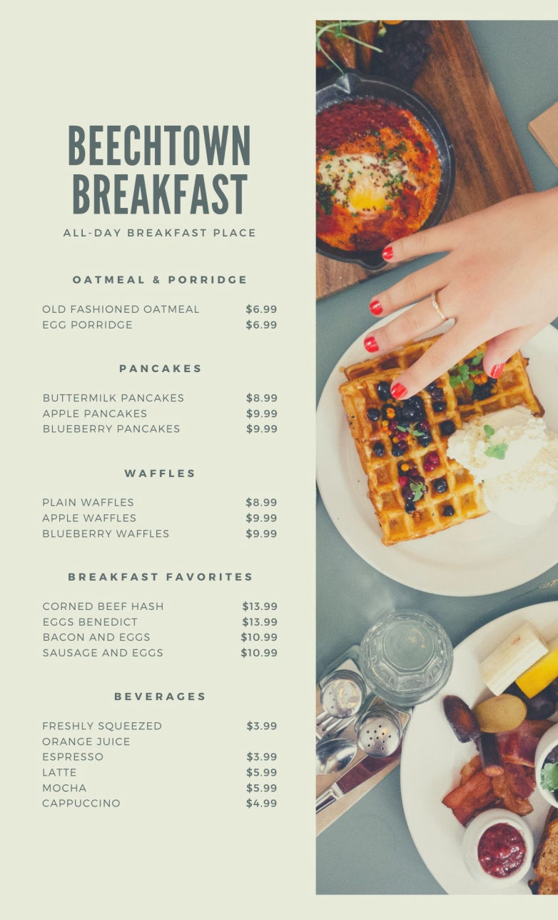 breakfast and brunch menu design
